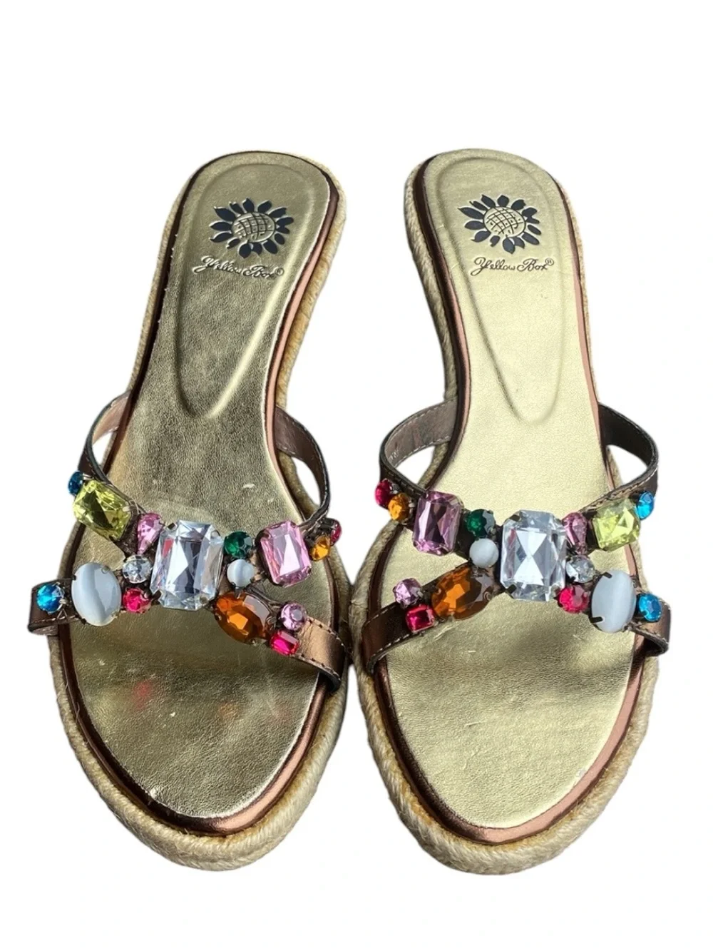 Vintage Yellow Box Jeweled Sandal 8.5 - Picture 2 of 6